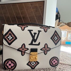 White and Pink Patterned Women's Bag